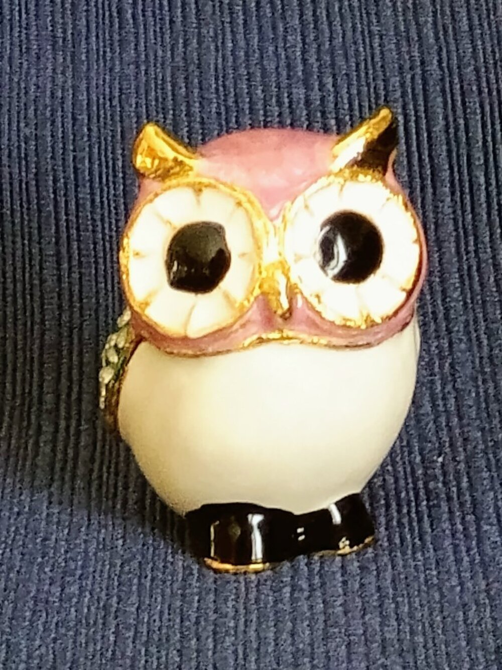 Pink Owl Jeweled Enameled Trinket Box
